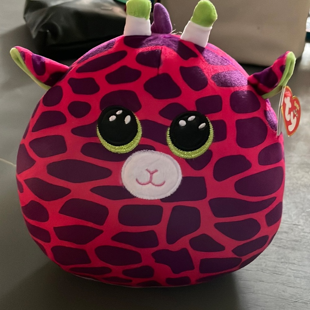 NWT Ty Squish a Boo Gilbert Purple Pink Giraffe Sqishy Stuffed Animal